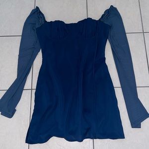 Long sleeve blue dress